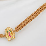 Pulsera Tejida Caqui Virgen de Guadalupe 1.25gr / Oro Amarillo 18K &