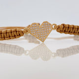 Pulsera Tejida Caqui Corazon 1gr / Oro Amarillo 18K &