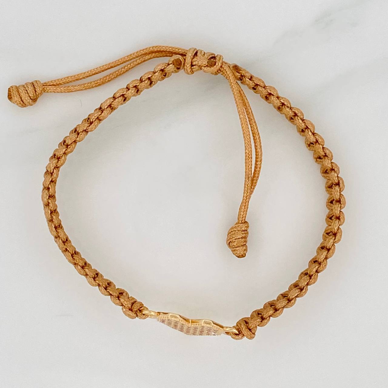 Pulsera Tejida Caqui Corazon 1gr / Oro Amarillo 18K &