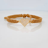Pulsera Tejida Caqui Corazon 1gr / Oro Amarillo 18K &