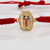 Woven Red Bracelet Virgin of Guadalupe 1.15gr / Yellow Gold 18K &