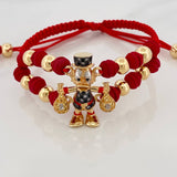 Pulsera Tejida Roja Pato Bolsa de Dinero 7.2gr / 6mm Tres Oros 18K &