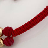 Pulsera Tejida Roja Pato Bolsa de Dinero 7.2gr / 6mm Tres Oros 18K &