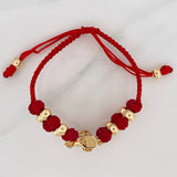 Pulsera Tejida Roja Pato Bolsa de Dinero 7.2gr / 6mm Tres Oros 18K &