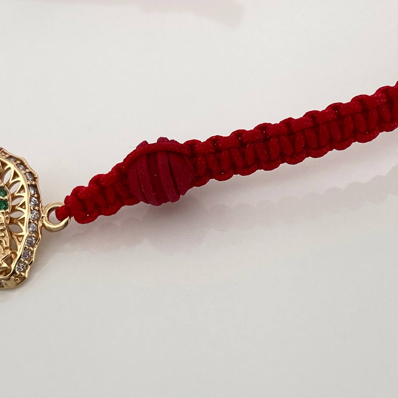 Pulsera Tejida Roja Virgen de Guadalupe 1.25gr / Oro Amarillo 18K &