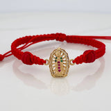 Pulsera Tejida Roja Virgen de Guadalupe 1.25gr / Oro Amarillo 18K &