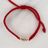 Pulsera Tejida Roja Virgen de Guadalupe 1.95gr / Tres Oros 18K &