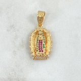Dije Dije Virgen Guadalupe Silueta 3.75gr / 3.5cm / Circones Blancos Verdes Fucsia  Oro Amarillo 18K
