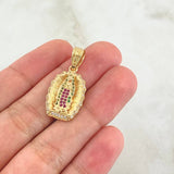 Dije Dije Virgen Guadalupe Silueta 3.75gr / 3.5cm / Circones Blancos Verdes Fucsia  Oro Amarillo 18K