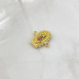 Charm Virgin Guadalupe Double Silhouette 3.3gr / 2cm / White Green Fuchsia Zircons 18K Yellow Gold
