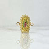 Charm Virgin Guadalupe Double Silhouette 3.3gr / 2cm / White Green Fuchsia Zircons 18K Yellow Gold