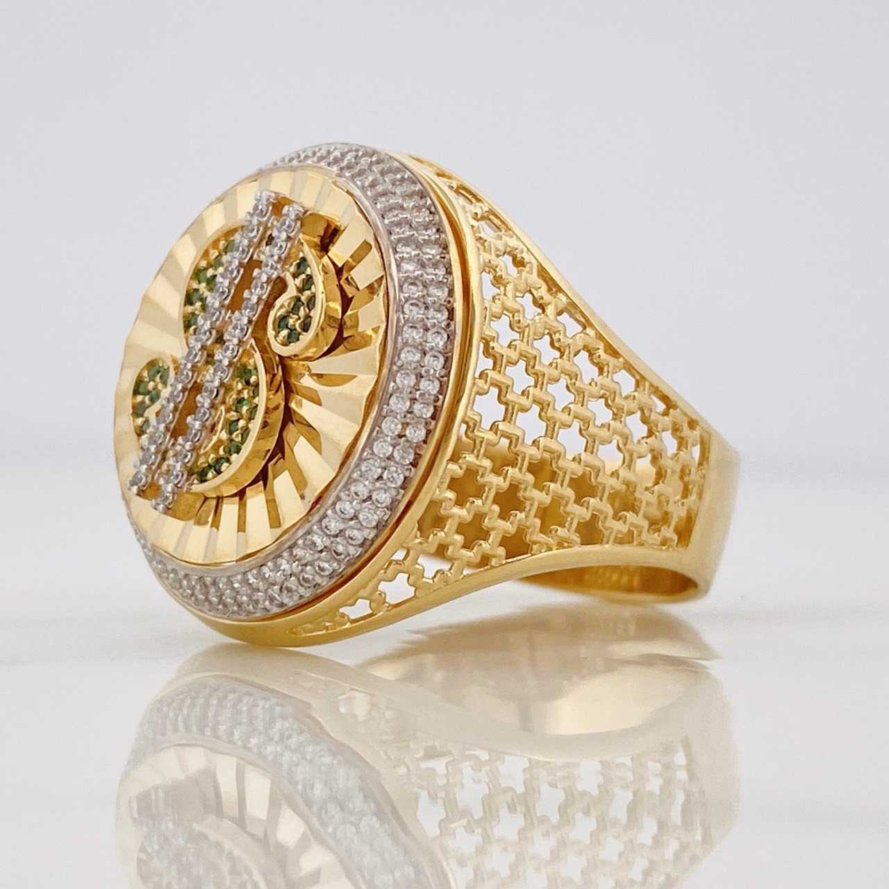 Libra Sign Ring 11.5g / T11 1/2 Two Golds Yellow White 18K