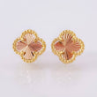 Clover Diamond Cut Stud Earrings 2.6gr / 9mm Two-Tone Yellow Rose Nac.Esp. 18K Gold ©