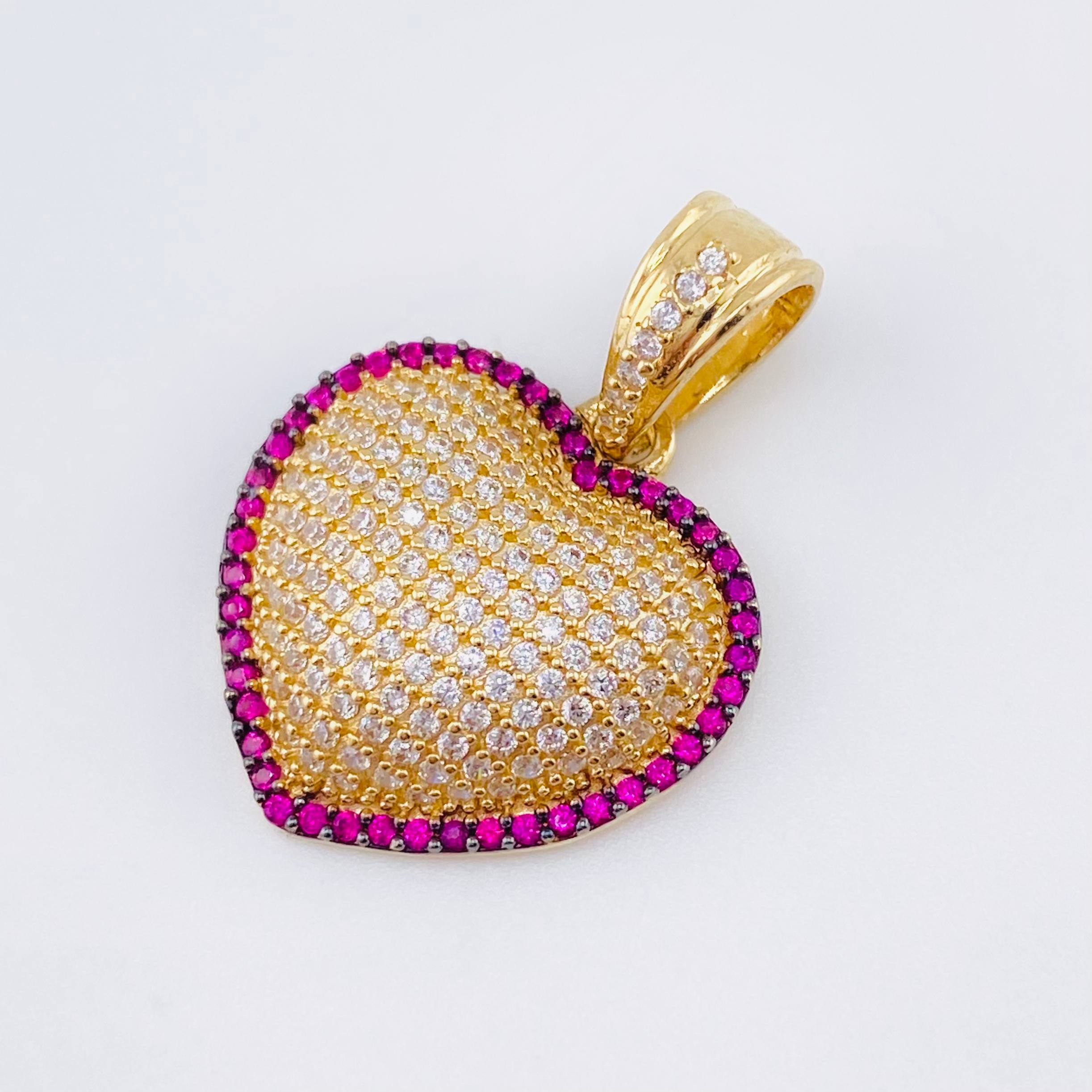 Pendant Solid Heart 4.45gr / 1 in / Yellow Gold 18K