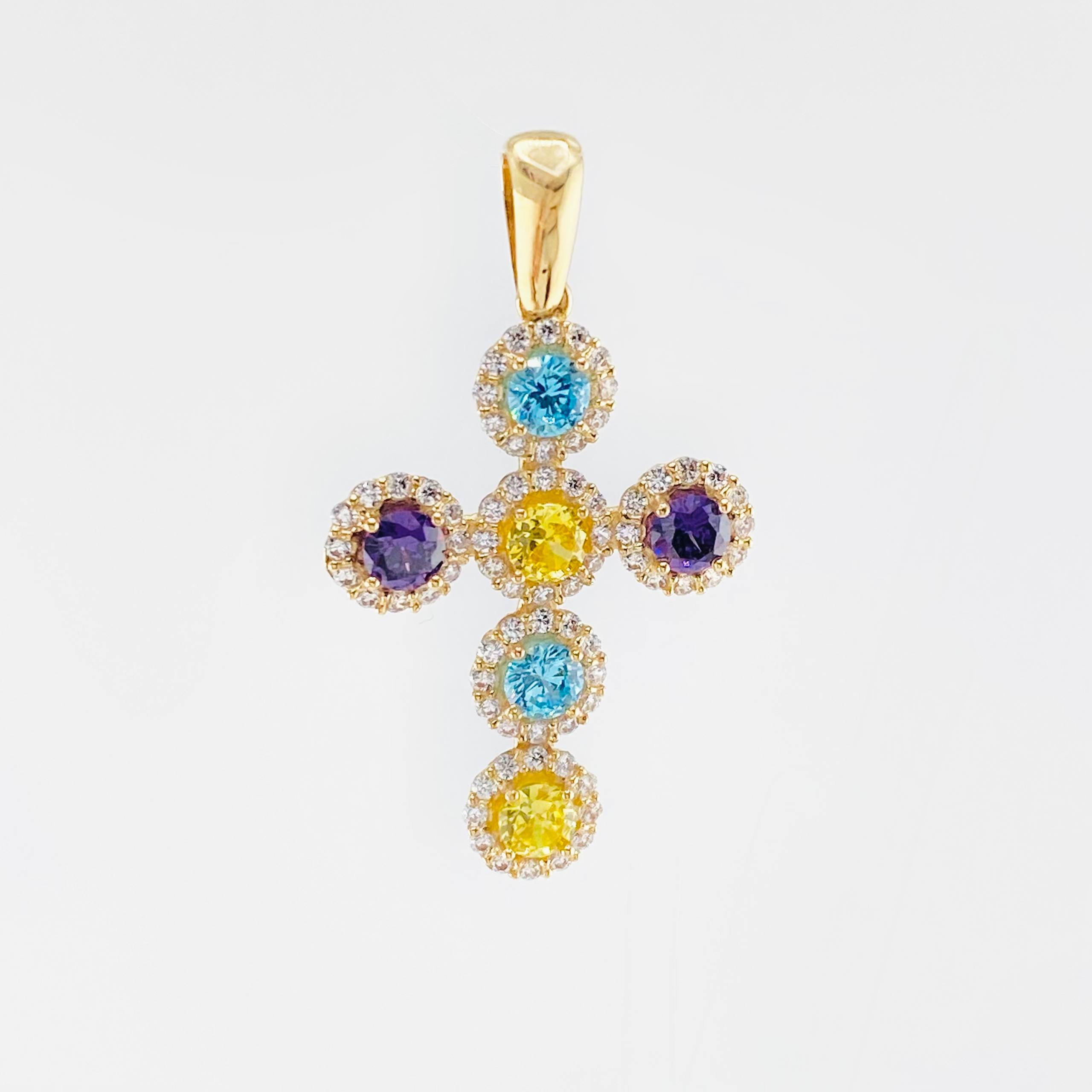 Dije Cruz Tupido 3.85gr / 1 1/2 in / Oro Amarillo 18K