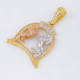 Pendant Horseshoe Plate Horses 4.5gr / 1 1/4 in / Three Golds 18K