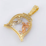 Pendant Horseshoe Plate Horses 4.5gr / 1 1/4 in / Three Golds 18K