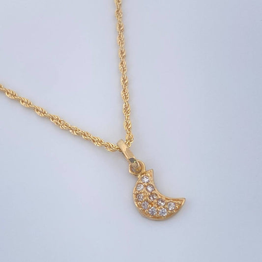 Set Cadena y Dije Lazo + Luna 1.5gr / 17 1/2 in / Oro Amarillo 18K &