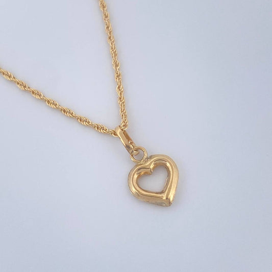 Set Cadena y Dije Lazo + Corazon 1.25gr / 17 3/4 in / Oro Amarillo 18K &
