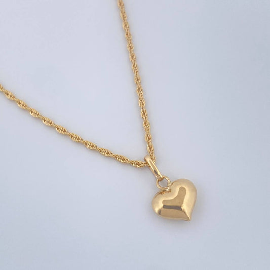 Set Cadena y Dije Lazo + Corazon 1.3gr / 19 3/4 in / Oro Amarillo 18K &