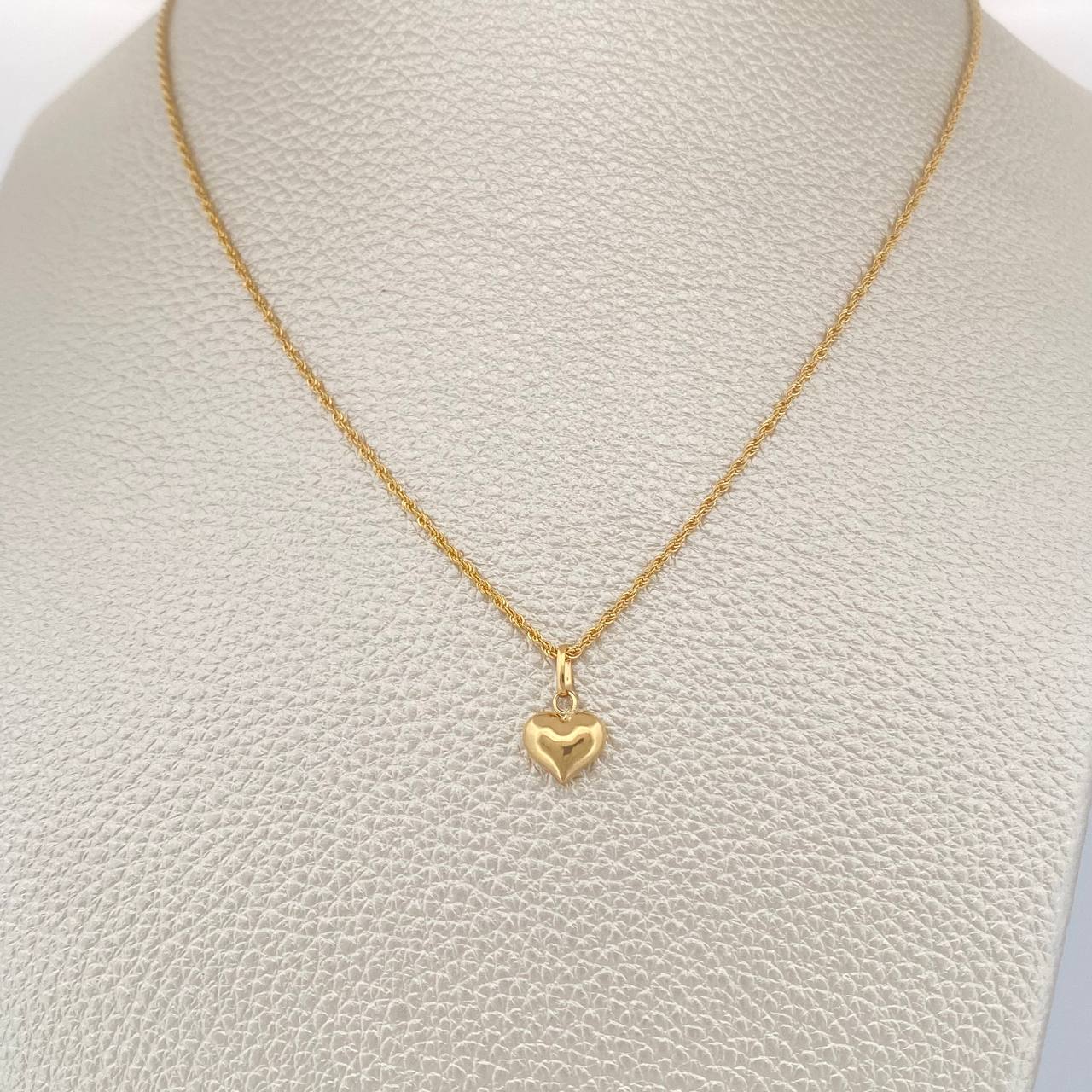 Set Cadena y Dije Lazo + Corazon 1.3gr / 19 3/4 in / Oro Amarillo 18K &