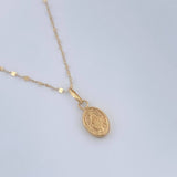 Set Cadena y Dije Flor Espejo + Virgen Milagrosa 0.65gr / 19 3/4 in / Oro Amarillo 18K &