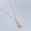 Set Cadena y Dije Flor Espejo + Cruz 0.65gr / 17 1/2 in / Oro Amarillo 18K &