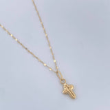 Set Cadena y Dije Flor Espejo + Cruz 0.65gr / 17 1/2 in / Oro Amarillo 18K &
