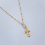 Set Cadena y Dije Flor Espejo + Cruz 0.55gr / 17 3/4 in / Oro Amarillo 18K &