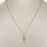 Set Cadena y Dije Flor Espejo + Cruz 0.55gr / 17 3/4 in / Oro Amarillo 18K &