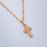Set Cadena y Dije Flor Espejo + Cruz Cristo 1.4gr / 19 3/4 in / Oro Rosa 18K &