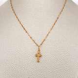 Set Cadena y Dije Flor Espejo + Cruz Cristo 1.4gr / 19 3/4 in / Oro Rosa 18K &