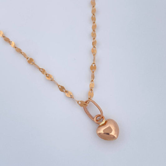 Set Cadena y Dije Flor Espejo + Corazon 1.3gr / 19 3/4 in / Oro Rosa 18K &