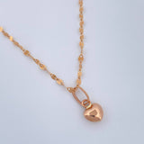 Set Cadena y Dije Flor Espejo + Corazon 1.3gr / 19 3/4 in / Oro Rosa 18K &
