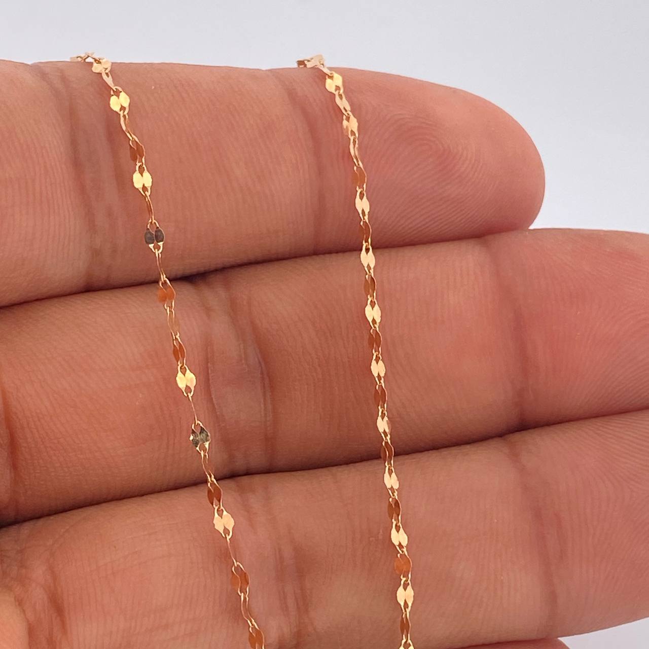 Set Cadena y Dije Flor Espejo + Corazon 1.3gr / 19 3/4 in / Oro Rosa 18K &