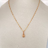 Set Cadena y Dije Flor Espejo + Corazon 1.3gr / 19 3/4 in / Oro Rosa 18K &