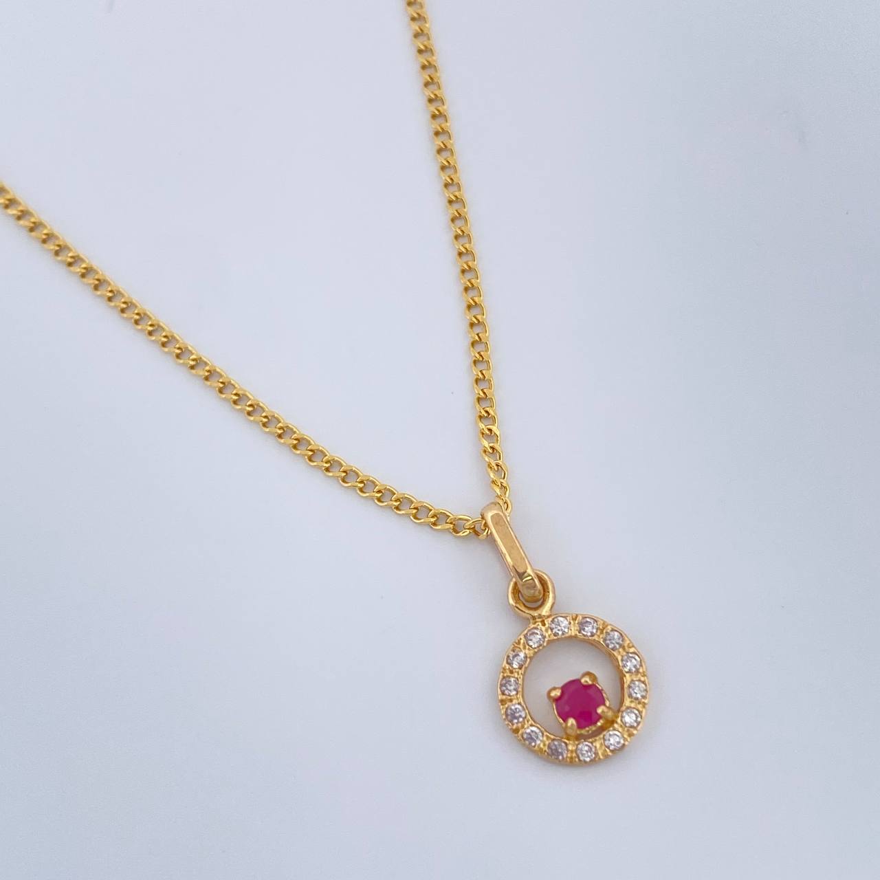 Set Cadena y Dije Mini Cubana + Circulo 1.7gr / 17 1/2 in / Oro Amarillo 18K &