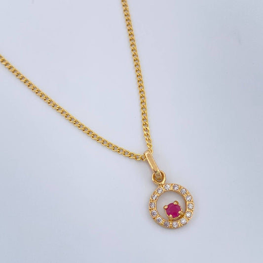Set Cadena y Dije Mini Cubana + Circulo 1.7gr / 17 1/2 in / Oro Amarillo 18K &