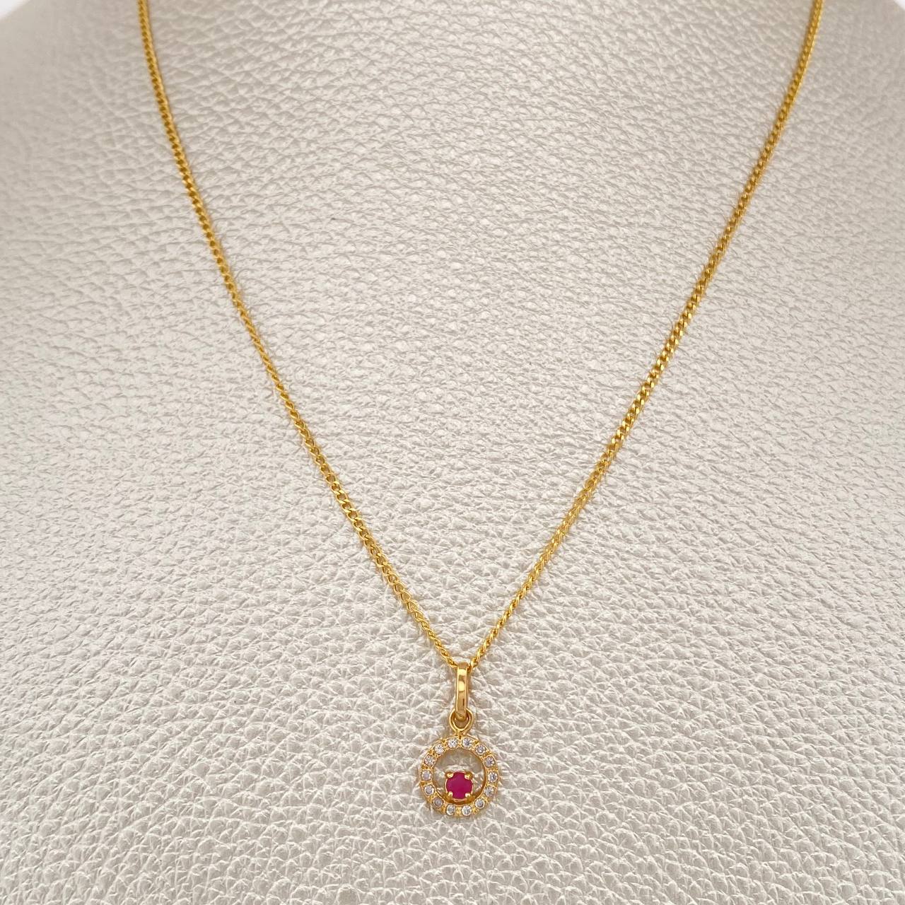 Set Cadena y Dije Mini Cubana + Circulo 1.7gr / 17 1/2 in / Oro Amarillo 18K &