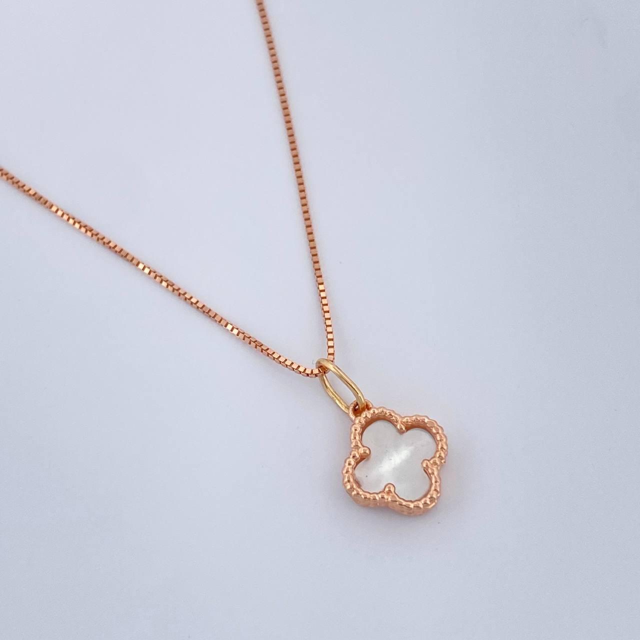 Set Cadena y Dije Veneciana + Trebol 2.2gr / 17 3/4 in / Oro Rosa 18K &