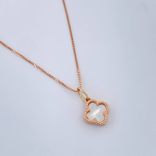 Set Cadena y Dije Veneciana + Trebol 2.2gr / 17 3/4 in / Oro Rosa 18K &