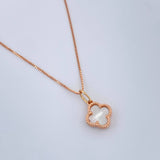 Set Cadena y Dije Veneciana + Trebol 2.2gr / 17 3/4 in / Oro Rosa 18K &