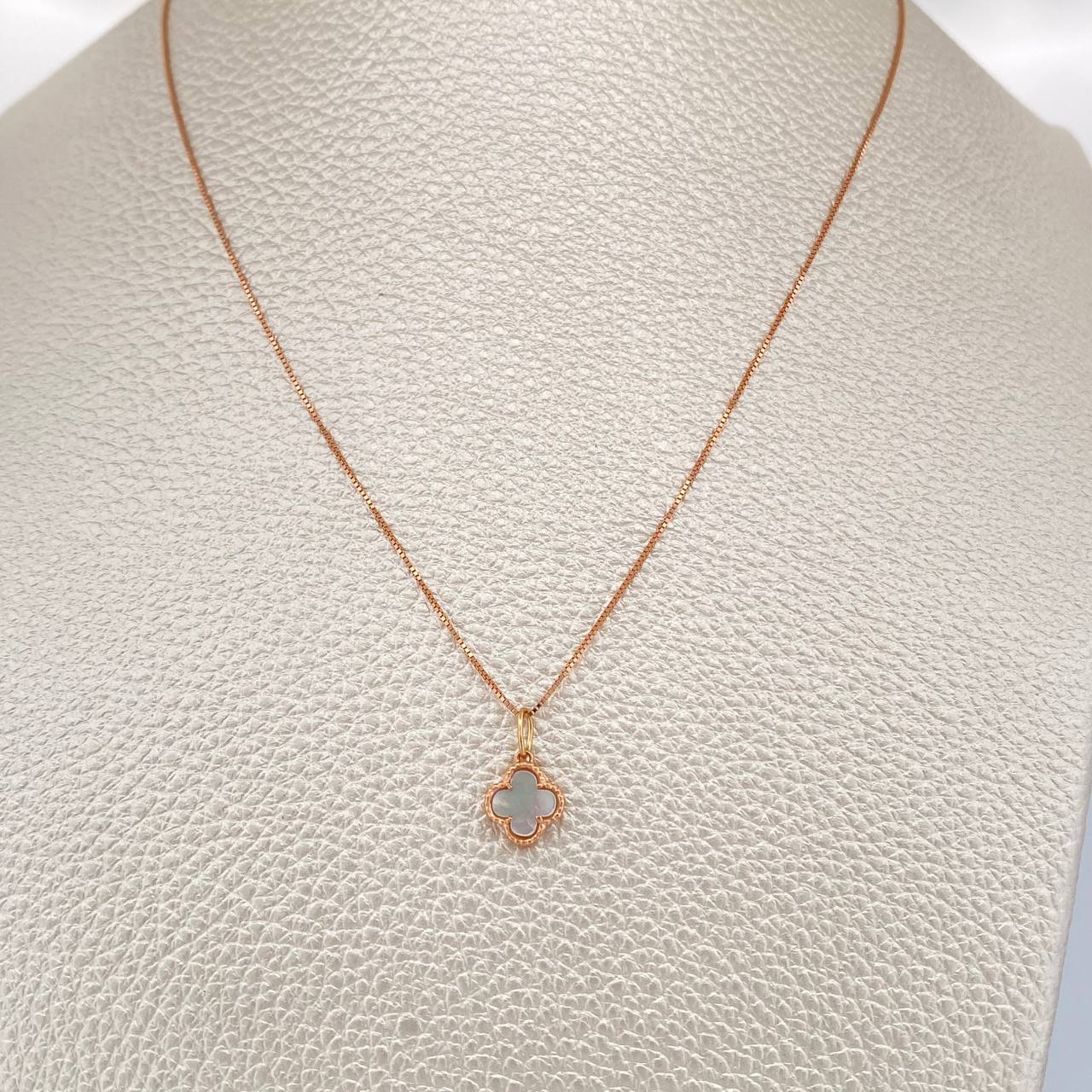 Set Cadena y Dije Veneciana + Trebol 2.2gr / 17 3/4 in / Oro Rosa 18K &