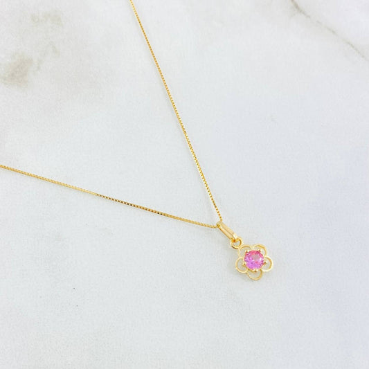 Set Cadena y Dije Veneciana + Flor 1.45gr / 17 3/4 in / Oro Amarillo 18K