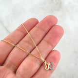 Set Cadena y Dije Veneciana + Silueta Mariposa 2.4gr / 17 3/4 in / Oro Amarillo 18K