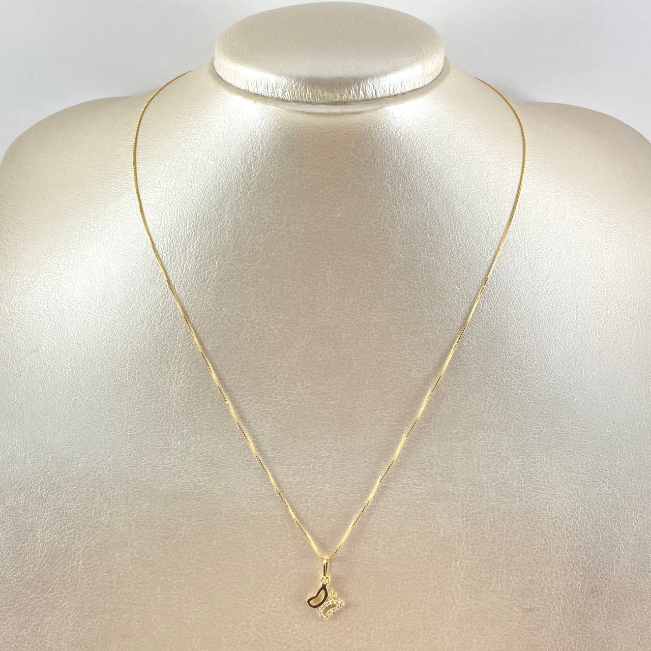 Set Cadena y Dije Veneciana + Silueta Mariposa 1.55gr / 17 3/4 in / Oro Amarillo 18K