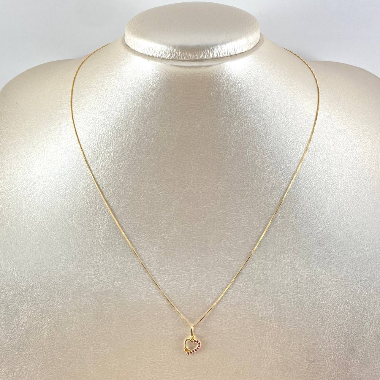 Set Cadena y Dije Veneciana + Corazón Estrella 1.35gr / 17 3/4 in / Oro Amarillo 18K