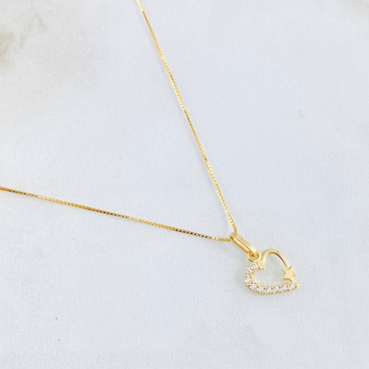 Venetian Chain and Pendant + Heart Star 1.8gr / 17 3/4 in / 18K Yellow Gold *