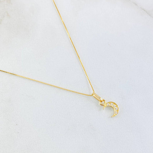 Set Cadena y Dije Veneciana + Luna 1.35gr / 17 3/4 in / Oro Amarillo 18K *