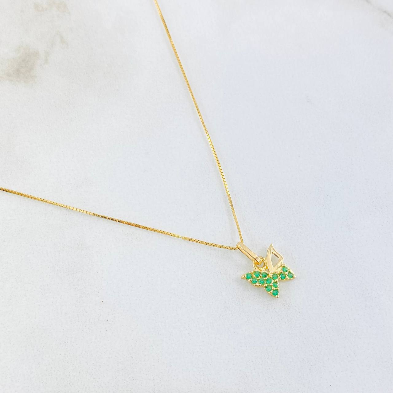 Set Cadena y Dije Veneciana + Mariposa 1.5gr / 17 3/4 in / Oro Amarillo 18K